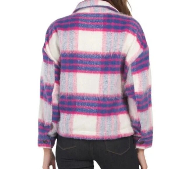 *NWT Blank NYC Jacket Shacket In Prime Time Color Way Plaid Womens Size L $148 - Picture 3 of 12